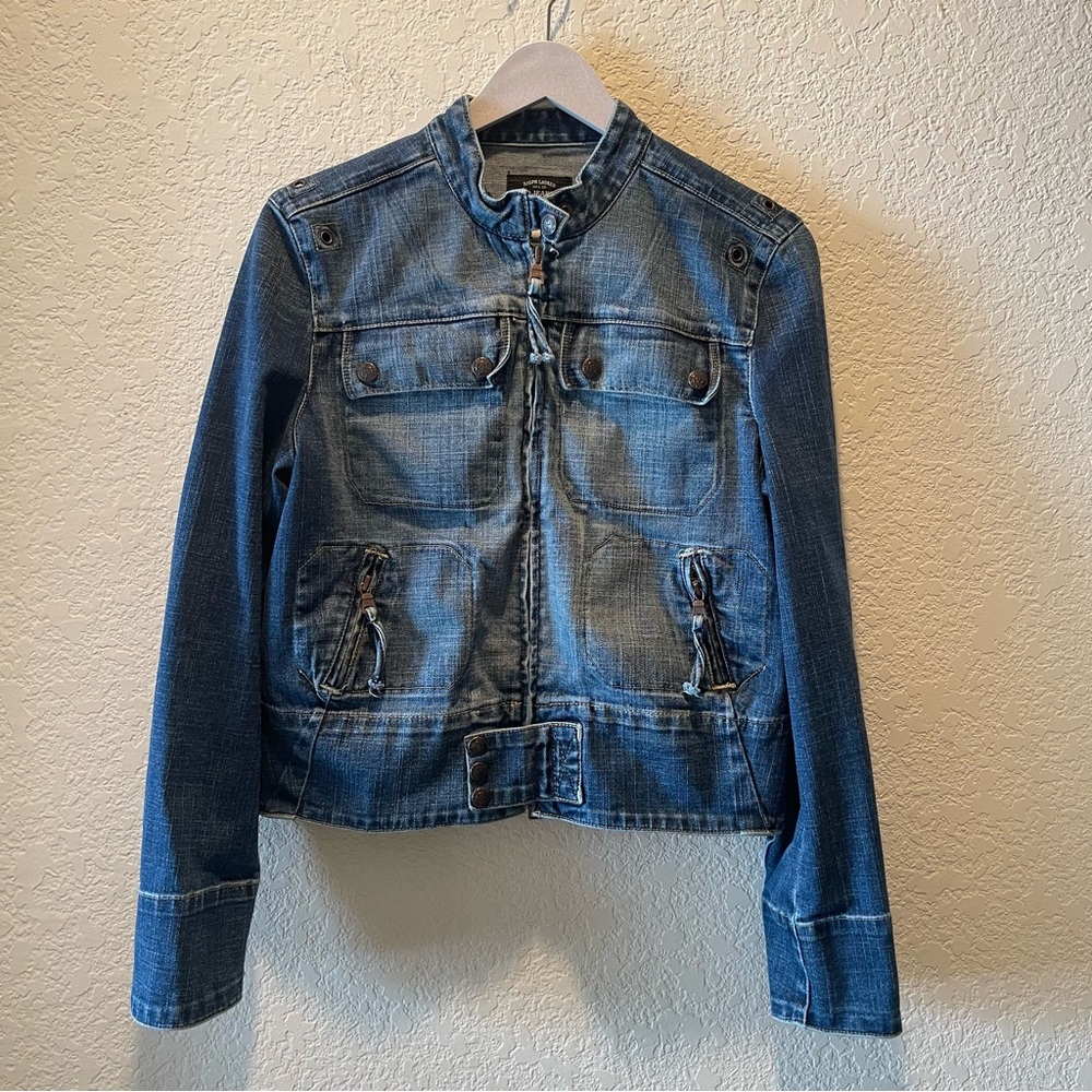 Ralph Lauren Polo Jeans Co “ blue stonewashed 2 way zip denim “Anouck Jacket”, L